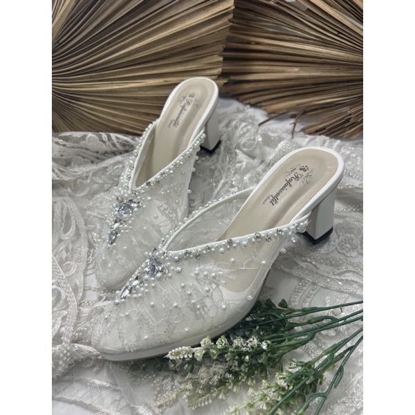 sepatu wanita wedding alena putih 7cm tahu