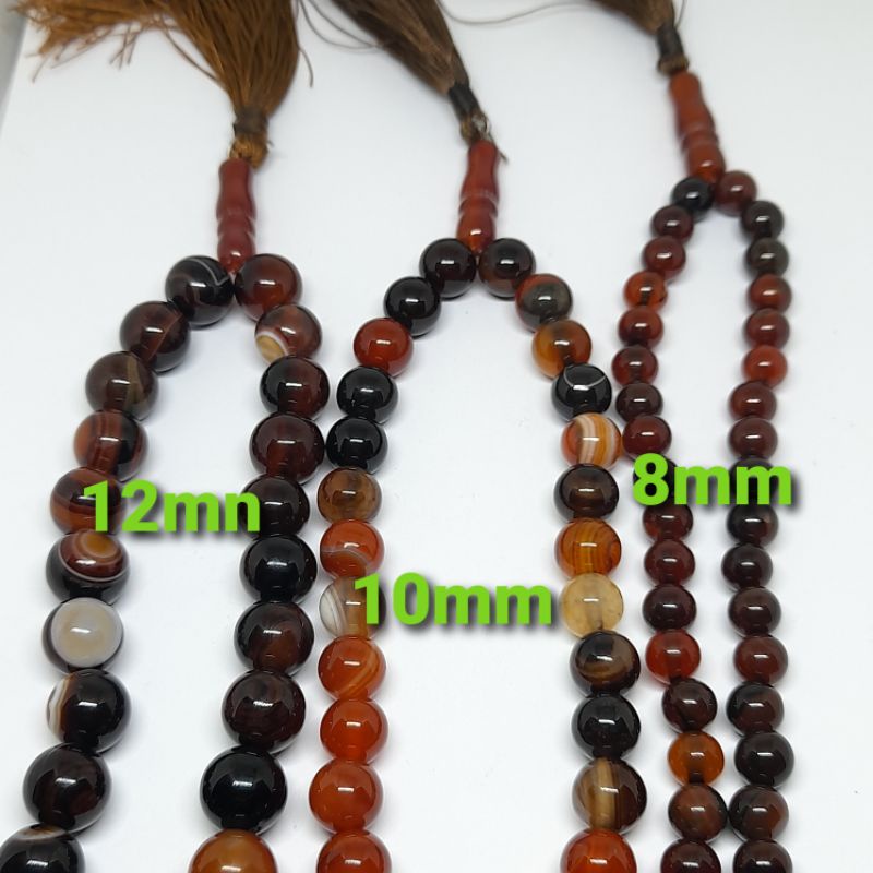 Tasbih Jumbo 12mm Batu Aki Sulaiman Madu 99butir Jaminan Asli 100%