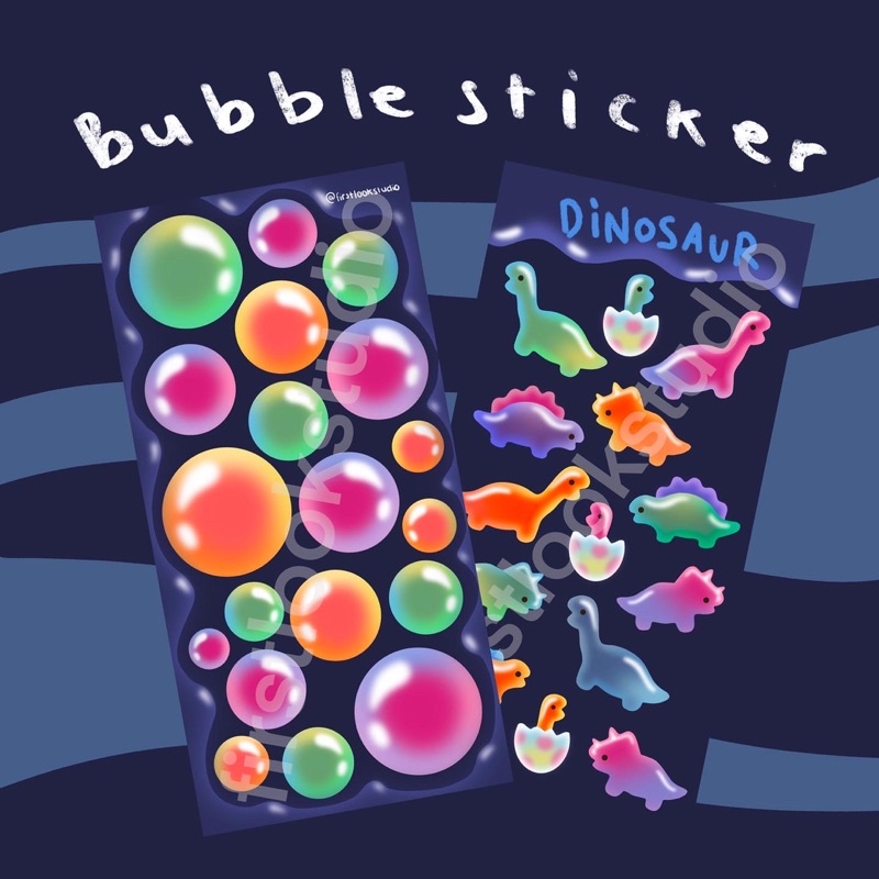 

[firstlookstudio] Bubble-bubble POP & Dinosaur Sticker Sheet | sticker journal | deco sticker | polco sticker