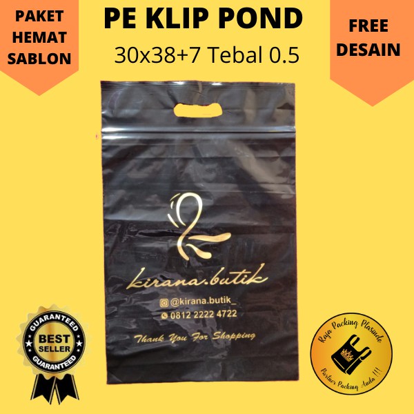 Plastik Sablon Klip Pond Uk 30x38+7 Tebal 0,5 Plastik Sablon Olshop / Sablon Plastik / Plastik klip