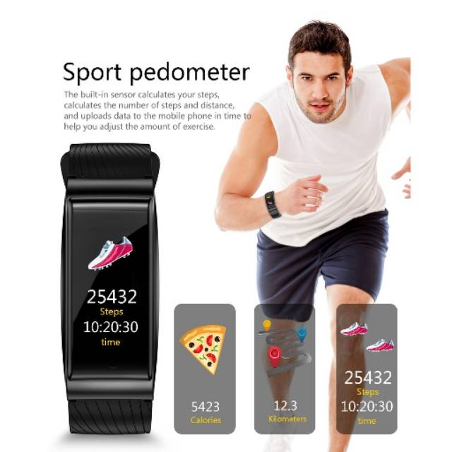 F4 Fashion Smartband Smart Fitness Bracelet Monitor Oksigen Tekanan Darah dan Detak Jantung