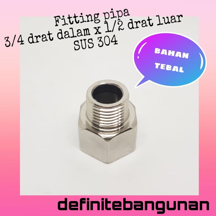 Jual FITTING PIPA SAMBUNGAN OPERAN 3/4 DRAT DALAM X 1/2 INCH DRAT LUAR Limited