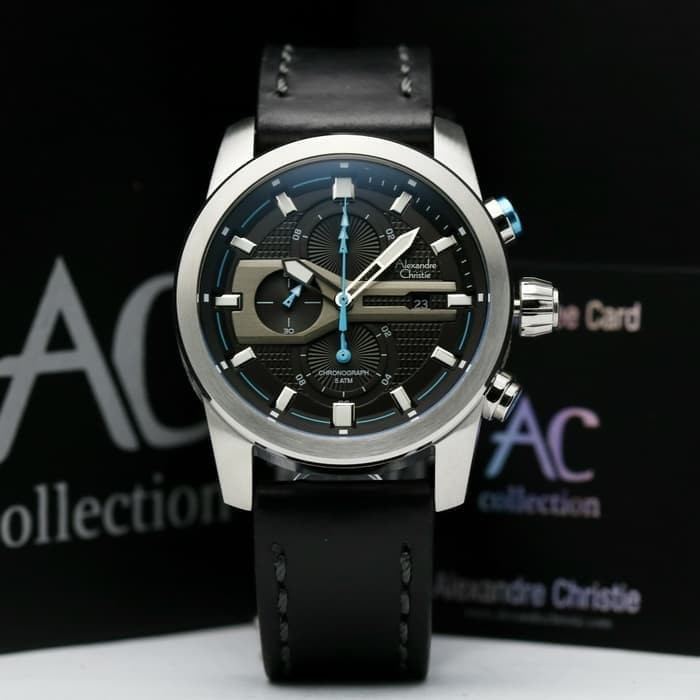 PROMO jam tangan pria alexander cristie original ac6270 silver leather black BEST SELLER