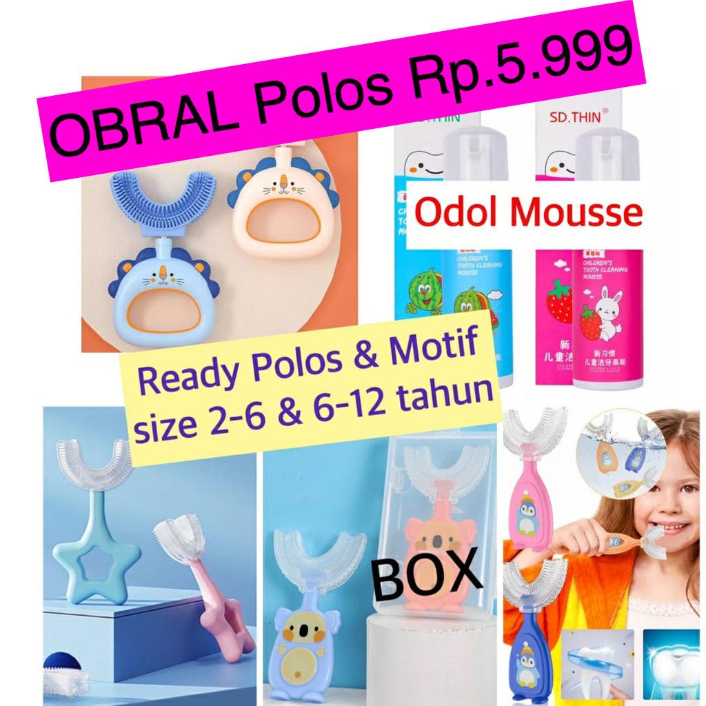 Sikat Gigi Bentuk U anak 2-6 dan 6-12 Y ODOL MOUSSE Silikon Anak sikat gigi Motif Bahan Silikon karakter lucu SIKAT GIGI BENTUK U ORAL BABY SIKAT GIGI BAYI SIKAT BAYI LUCU bayi anak 2/3/4/5/6/7/8/9/10/11/12 tahun