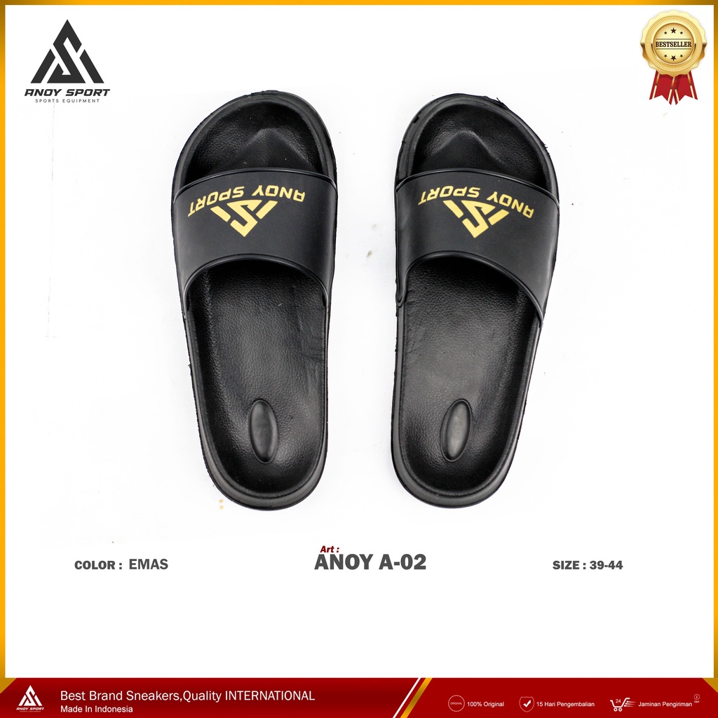 Sandal Pria Kasual Hitam Anoy A-02 Sendal Slide Fashion Korea Sandal Slop Sendal Karet