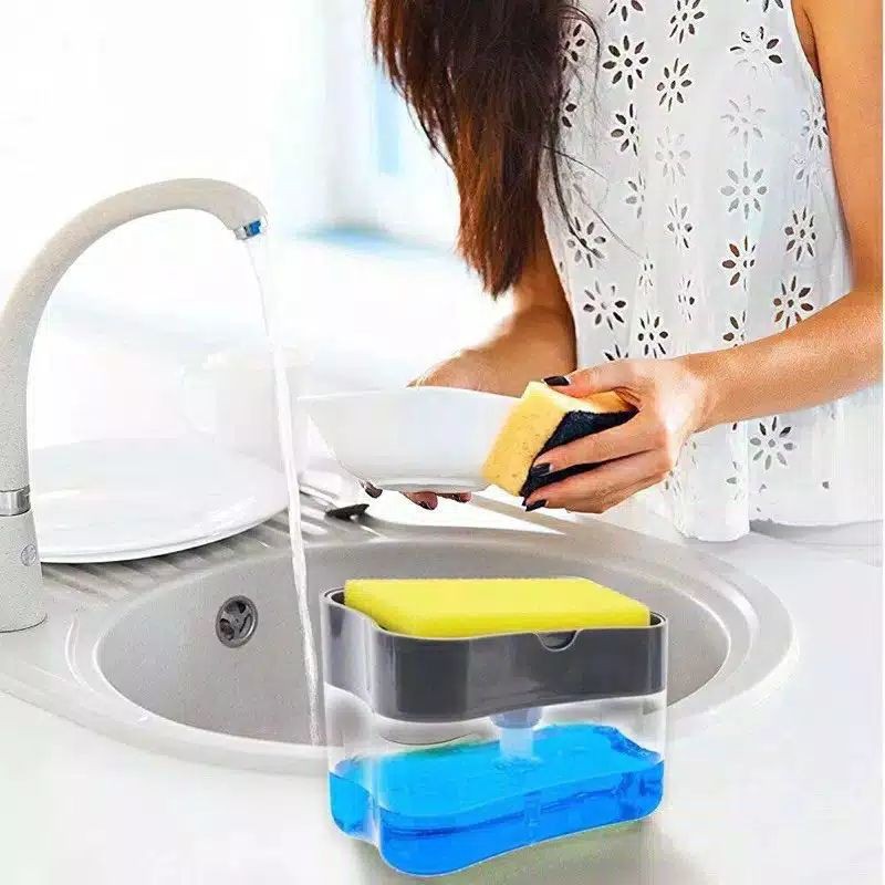 Dispenser Sabun &amp; Holder Spons Cuci Piring 2in1 free sponge