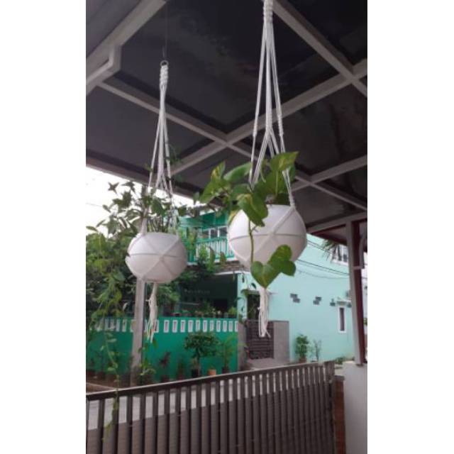 Ready stok Pot Bola Putih  Tali Macrame Shopee Indonesia