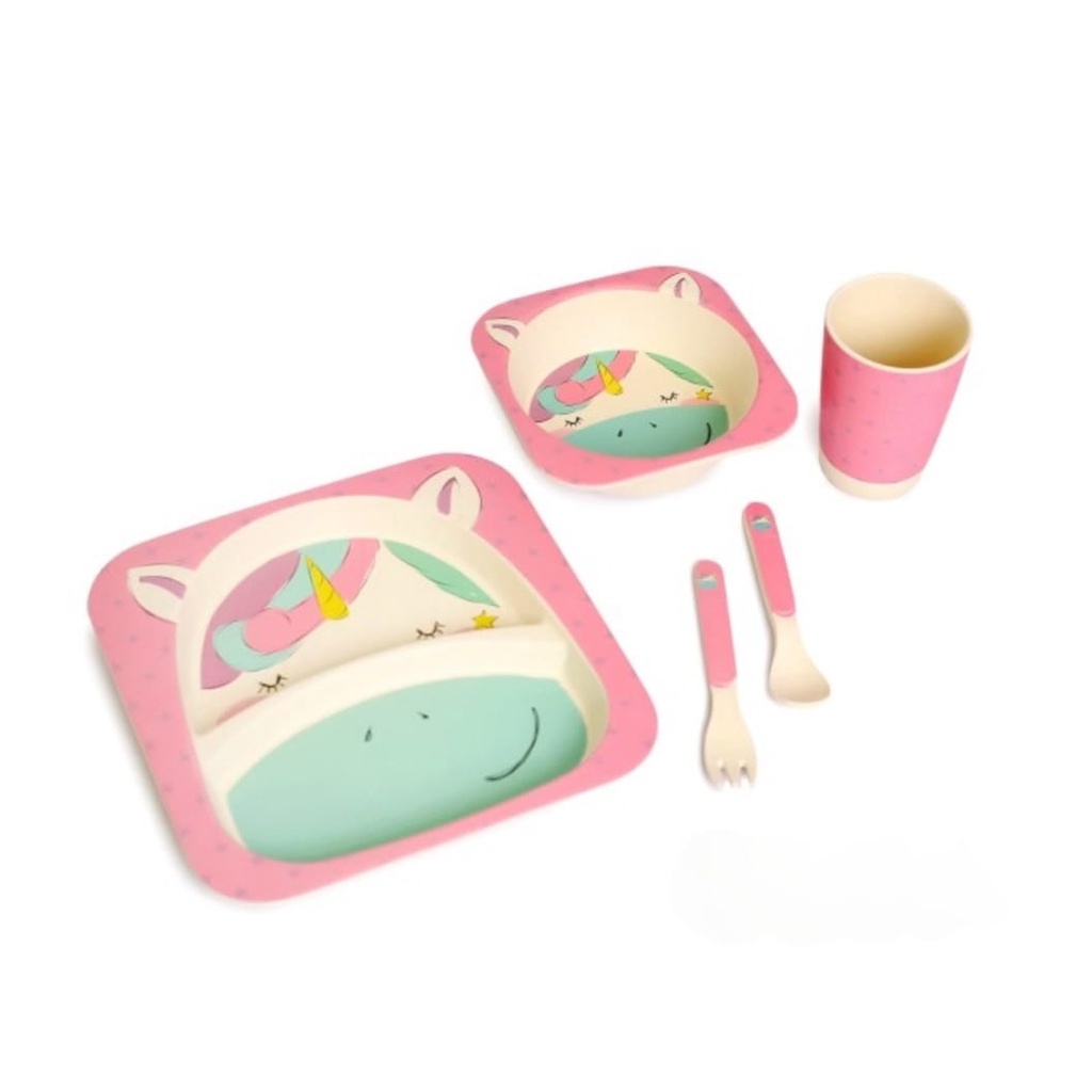 Bamboo Fibre Kids Set 5 Pcs - Set Makan Anak ( Motif Random)