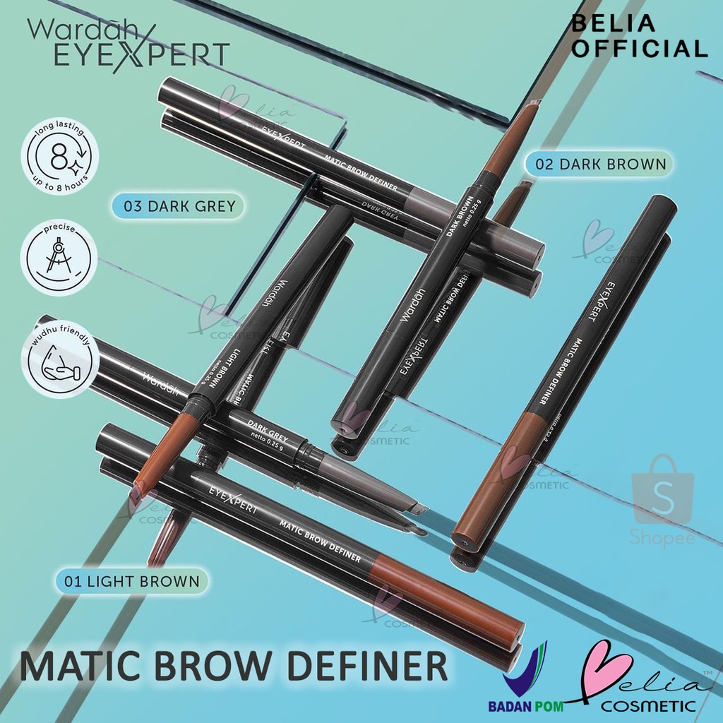 ❤ BELIA ❤ Wardah EyeXpert Matic Brow Definer | Eye Brow Eyebrow pencil (pensil alis) Brown &amp; Black - Pensil Alis Anti Air dan Tahan Lama | BPOM