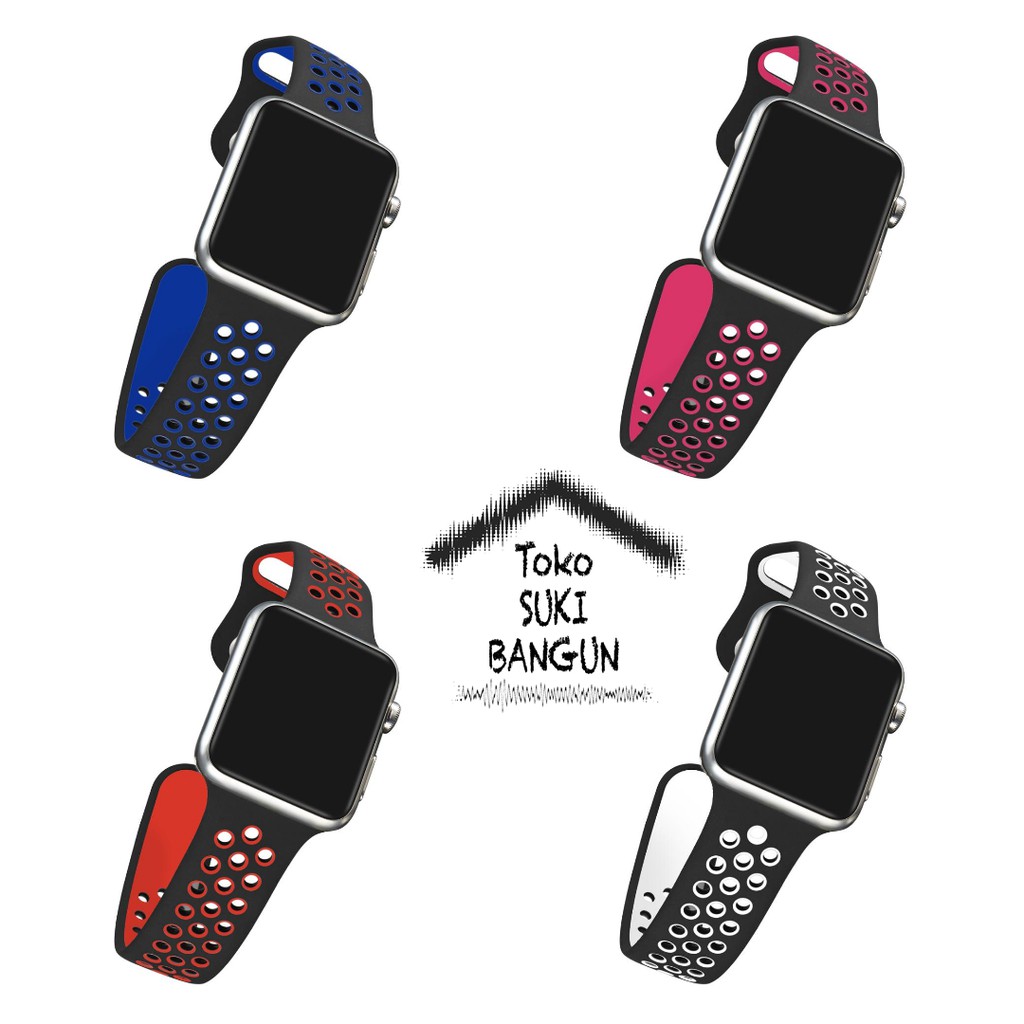 Strap Apple Watch Series 7 6 5 4 3 2 1 41mm 40mm 38mm TALI JAM Rubber SPORT BREATHABLE NEW COLOR