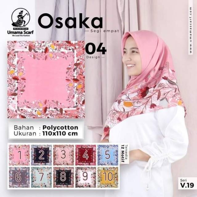 Jilbab Hijab Scarf segiempat motif Umama Osaka Voal Silk Velvet Bursa