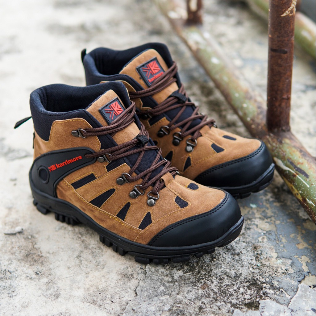 MS Shoes - Sepatu Gunung Pria Karrimore Summit Tan Waterproof Boots Klasik Safety Hiking Trakking