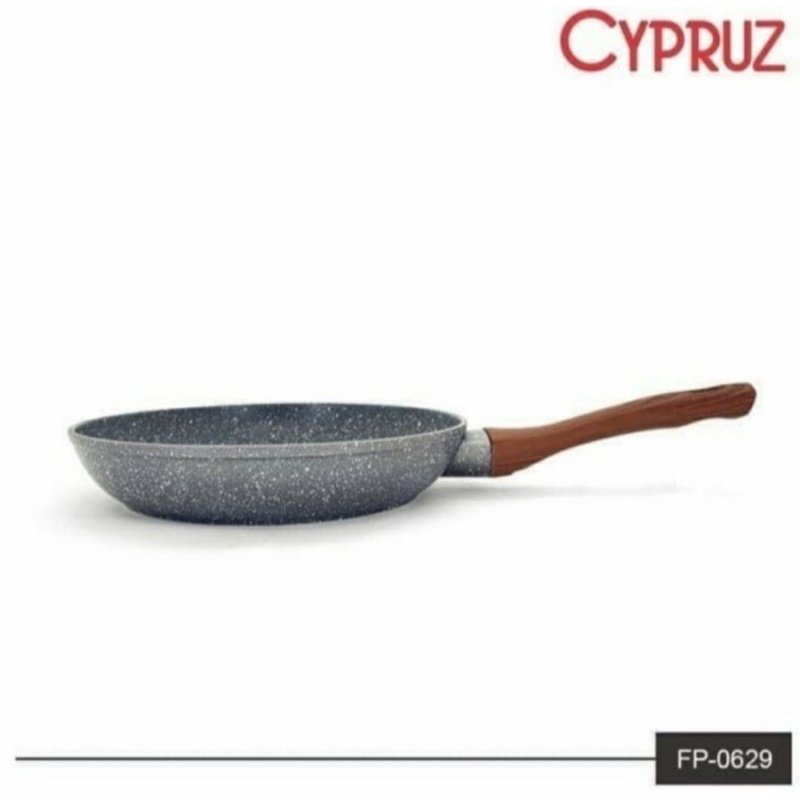 Fry Pan Induki Cypruz 18,20,22,24,26,28 cm Marble Ceramic Gagang kayu Penggorengan