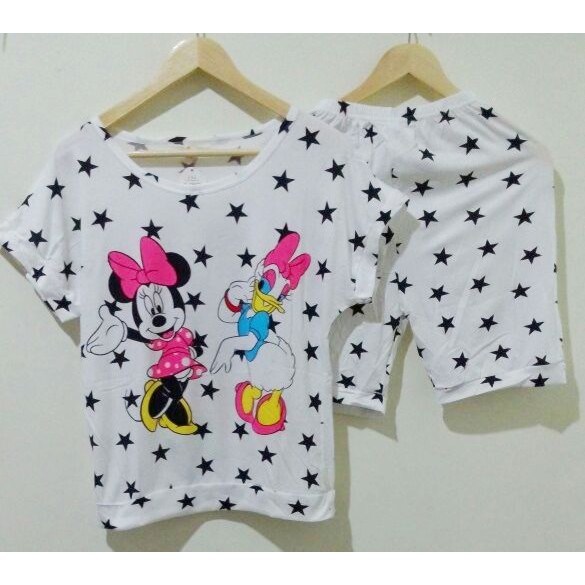 STMN20 - Setelan Celana Selutut Minnie Daisy Star Black