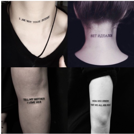 pcs english &quot;QUOTES&quot; words tatto aesthetic temporary tato badan