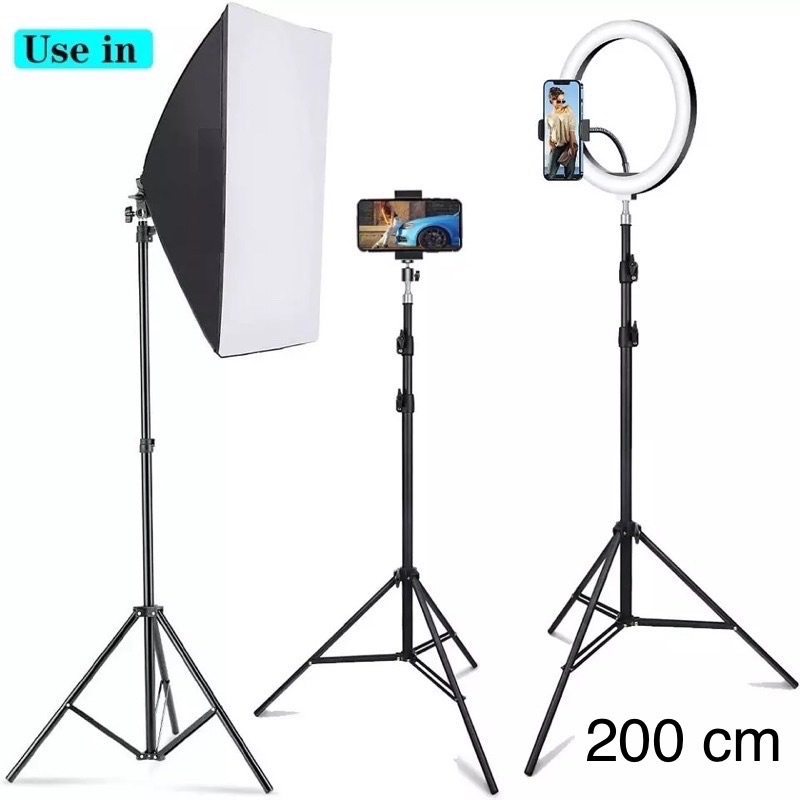 Portable Light Stand Softbox 200cm Tripod 3 Section for Studio Lightning