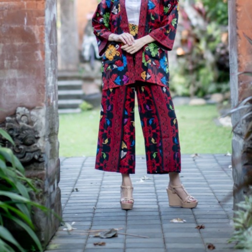 Outer Batik Panjang Cap Bali Red New