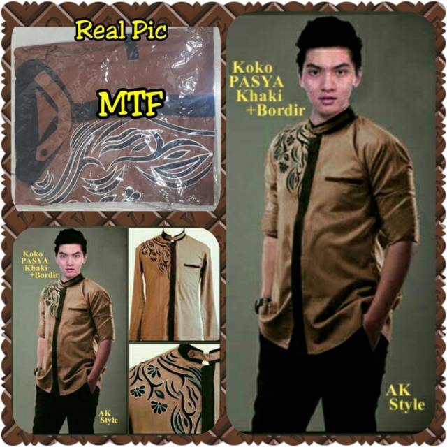 Baju koko pasha bordir cokelat coklat brown