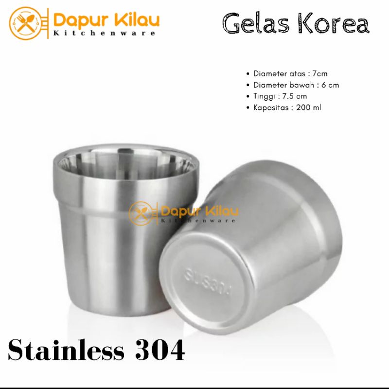 Gelas Korea Stainless Gelas Minum Stainless sus 304