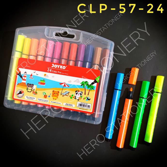 

(PERALATAN MENGGAMBAR) JUMBO COLOR PEN PENA TRIANGULAR GRIP WASHABLE JOYKO 24 WARNA CLP-57-24 COD