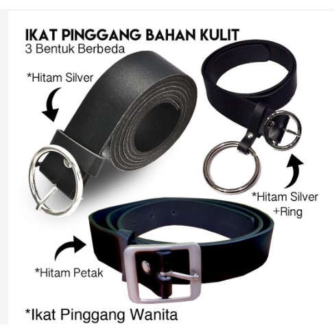 (COD) Ikat Pinggang Wanita Belt Gesper Metal Sabuk Wanita Kulit PU Ring Bulat MALLSHOPPING