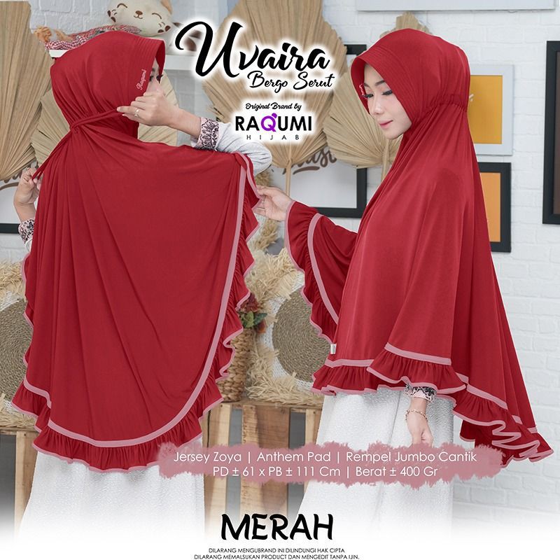 UVAIRA ORIGINAL RAQUMI HIJAB | JILBAB JERSEY RAQUMI | JILBAB JUMBO RAQUMI | JILBAB MERAH