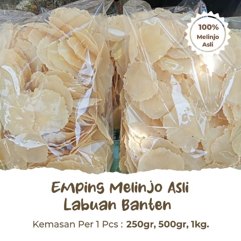 

EMPING MELINJO KECIL TIPIS MENTAH TAWAR ASLI LABUAN BANTEN KEMASAN PER 1/KG