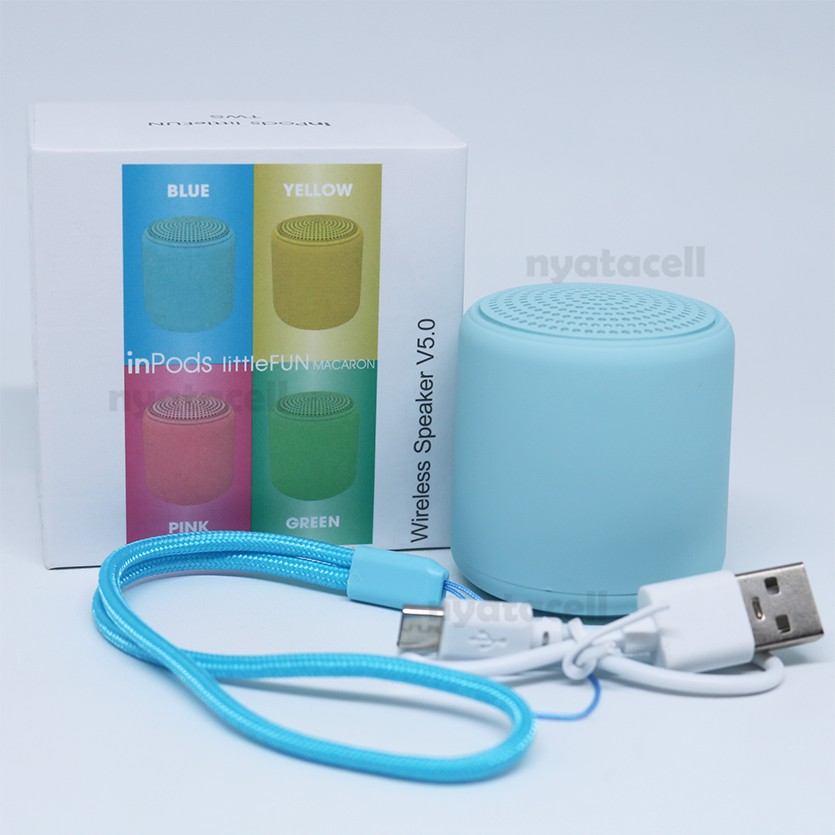 Speaker Bluetooth Macaron InPods Little Fun Wireless Mini Portable Stereo Bass TWS-BIRU