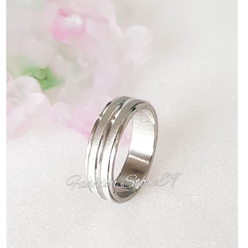 Cincin Pria Wanita Titanium Doff baris 2 Titanium impor Cincin single Couple Cincin pasangan fashion impor Anti Karat