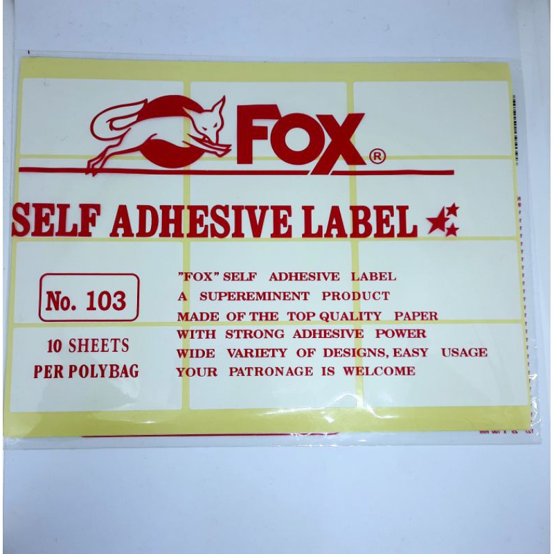 

Sticker kertas label nama 103/112/107/121/123 || Self adhesive label fox/koala