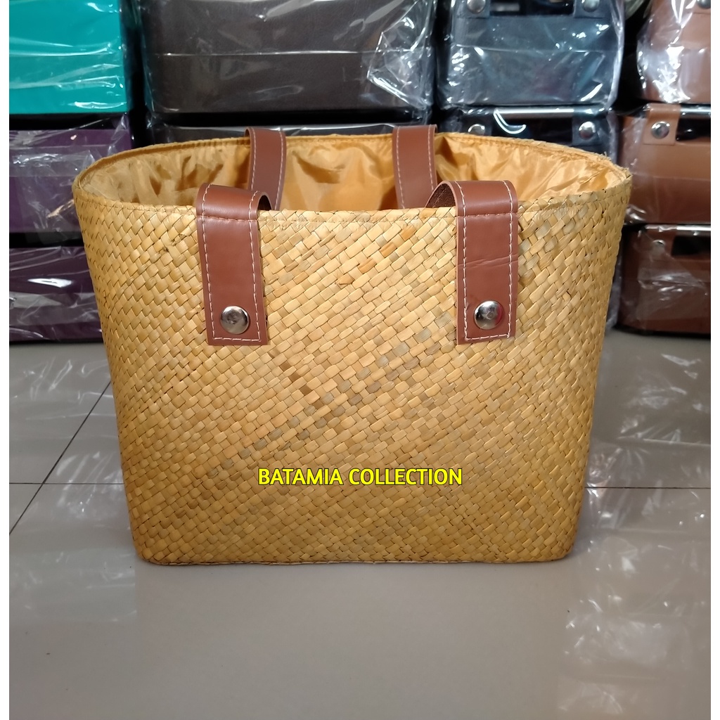 Tas parcel Jumbo Anyaman Pandan Keranjang Hampers Tali Kulit Sintetis