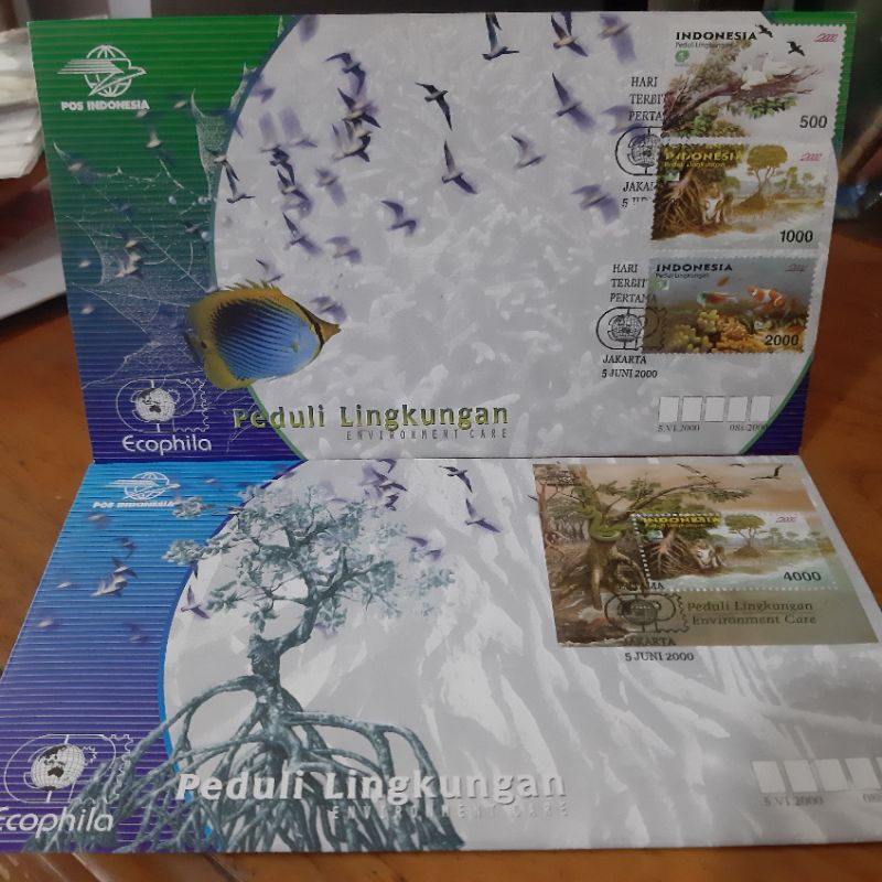 

FILATELI PERANGKO INDONESIA 1 SET EDISI PEDULI LINGKUNGAN HIDUP ECOPHILA 2000