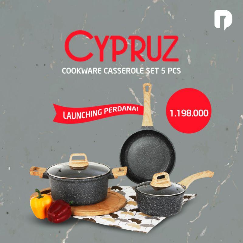 Cypruz Cookware Casserole Set 5 Pcs
