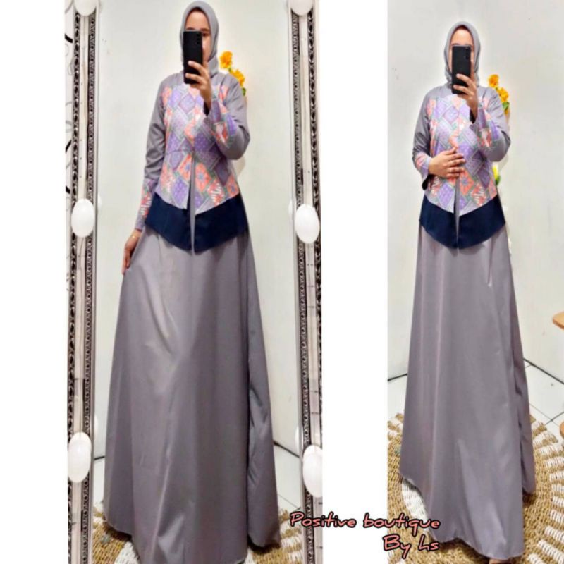 gamis kombinasi batik cap (G -15) by positive boutique