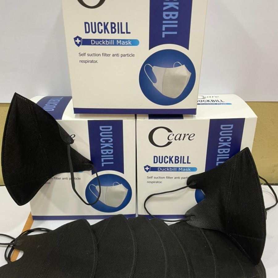 [ Isi 50 Pcs ]  C care Duckbill 3D Stereo 3 Ply - Masker Duckbill Import - Hitam