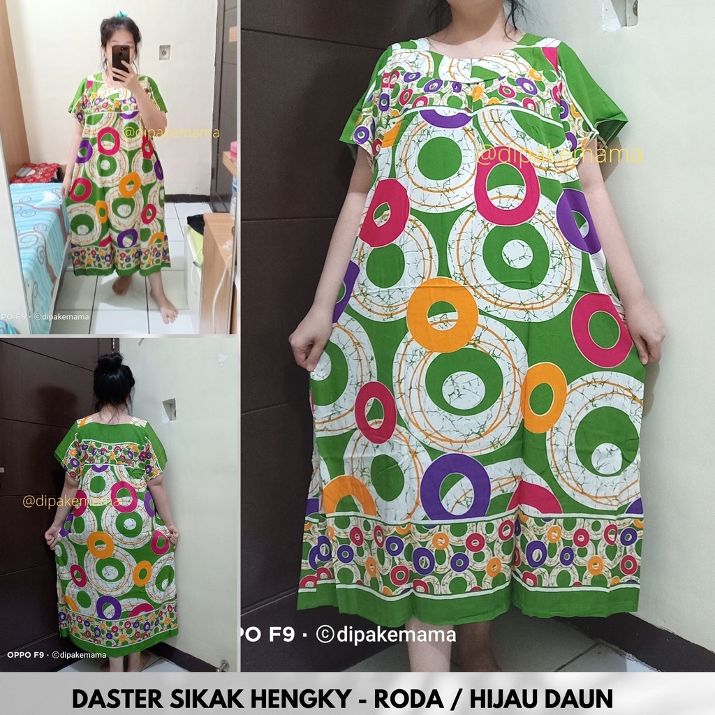 Daster Hengky Sikak ANYELIR TERBARU SEPATU BINTANG roda Baju Tidur Daster Batik Murah Harga Pabrik DASTER WANITA TERLARIS-RODA-HIJAU DAUN