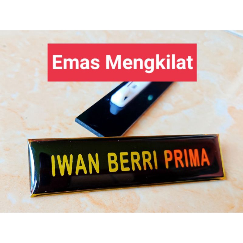 Name Tag Warna Emas Gold Mengkilat DASAR HITAM #Name Tag Terlengkap #Name Tag Indonesia