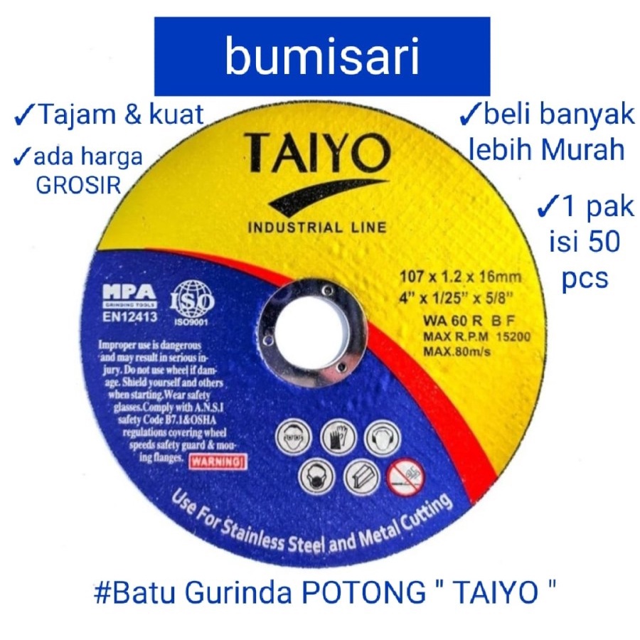 Batu potong Taiyo 4&quot;/ Batu gurinda/ Batu potong murah/ Gurinda Taiyo