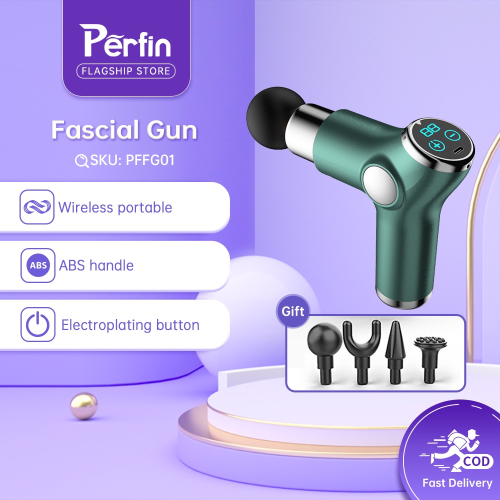 Perfin PFFG01 Massage Gun Mini Alat Pijat Elektrik Portable Fascial Gun Deep Fascial Tissue LED Touch 32 Speed Layar LCD