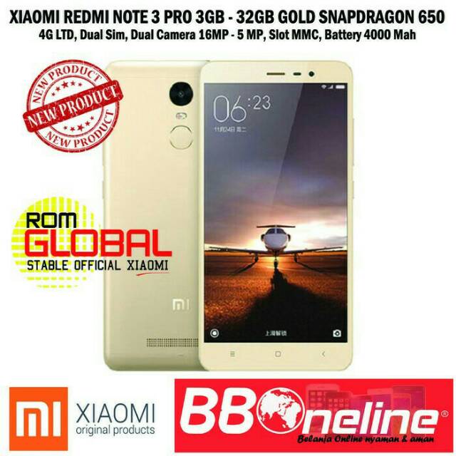 XiaoMi Redmi Note 3 PRO / 3GB - 32GB Gold Snap Dragon