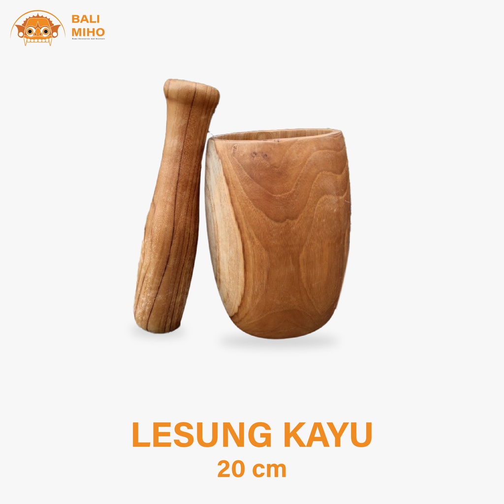 Lesung Kayu Jati 20 Cm - Ulekan Kayu - Cobek Kayu - Lumpang - Tumbukan - Peracik Bumbu - Ulekan - Co