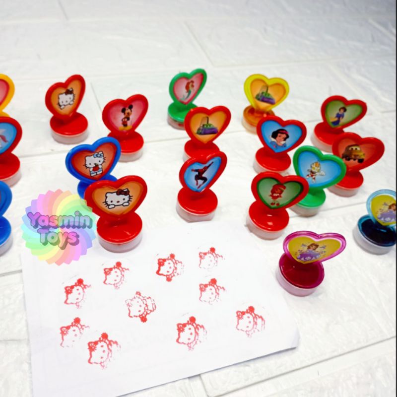 10pcs Stempel kecil /Cap Cap an  Hati dan Bintang Karakter Lucu Murah