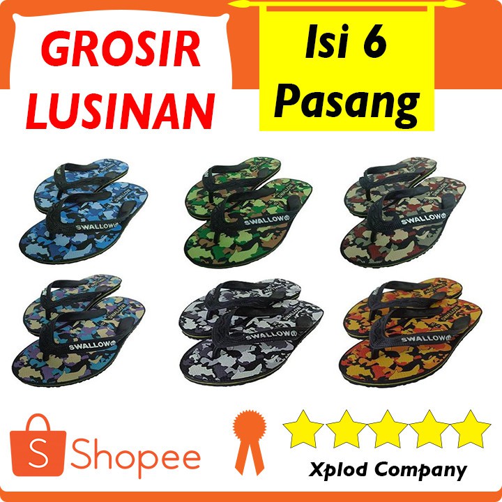 (Paket Grosir 1/2 Lusin) Sandal Jepit Swallow Army Anak Ukuran Tanggung Terlaris Lusinan Isi 1/2Lusi