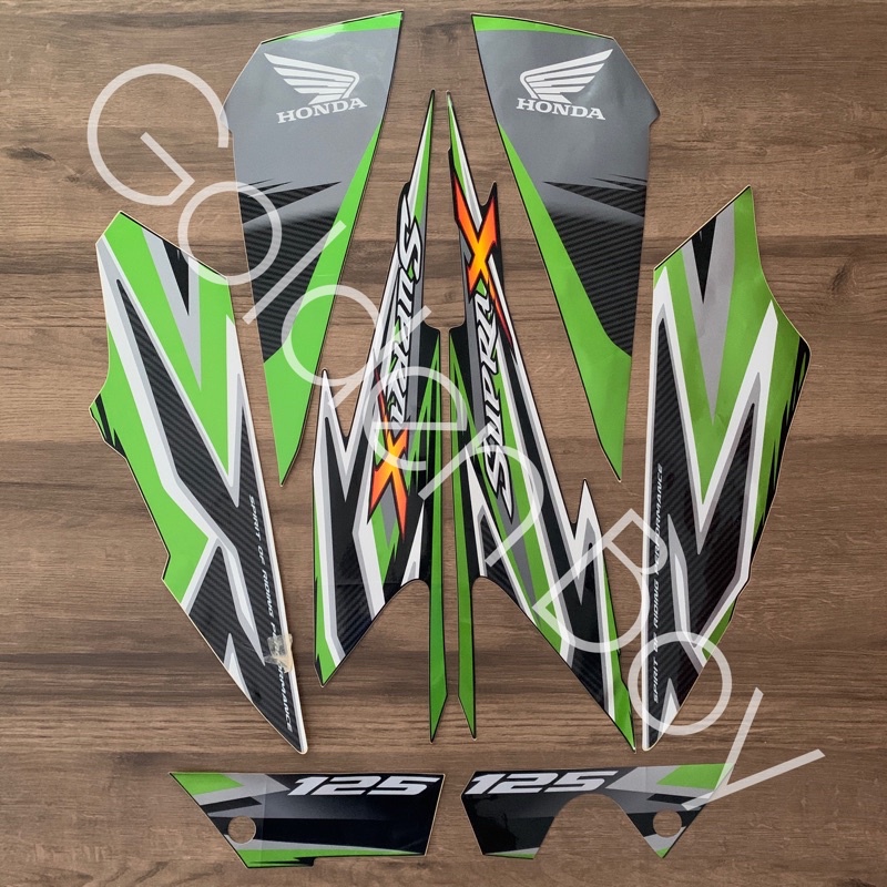 Striping Supra X 125 2012 Hitam (Hijau) Sticker Supra X 125 2012 Hitam (Hijau) Stiker Supra X 125 20