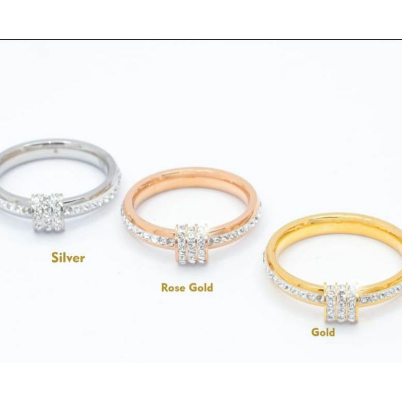 Cincin Berlian Imitasi Ring Plated Fashion 3 Warna For Women N06102101