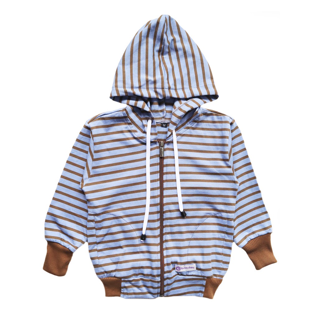 Baby Stripped Zipper Hoodie || Jaket Strip Bayi-Blue