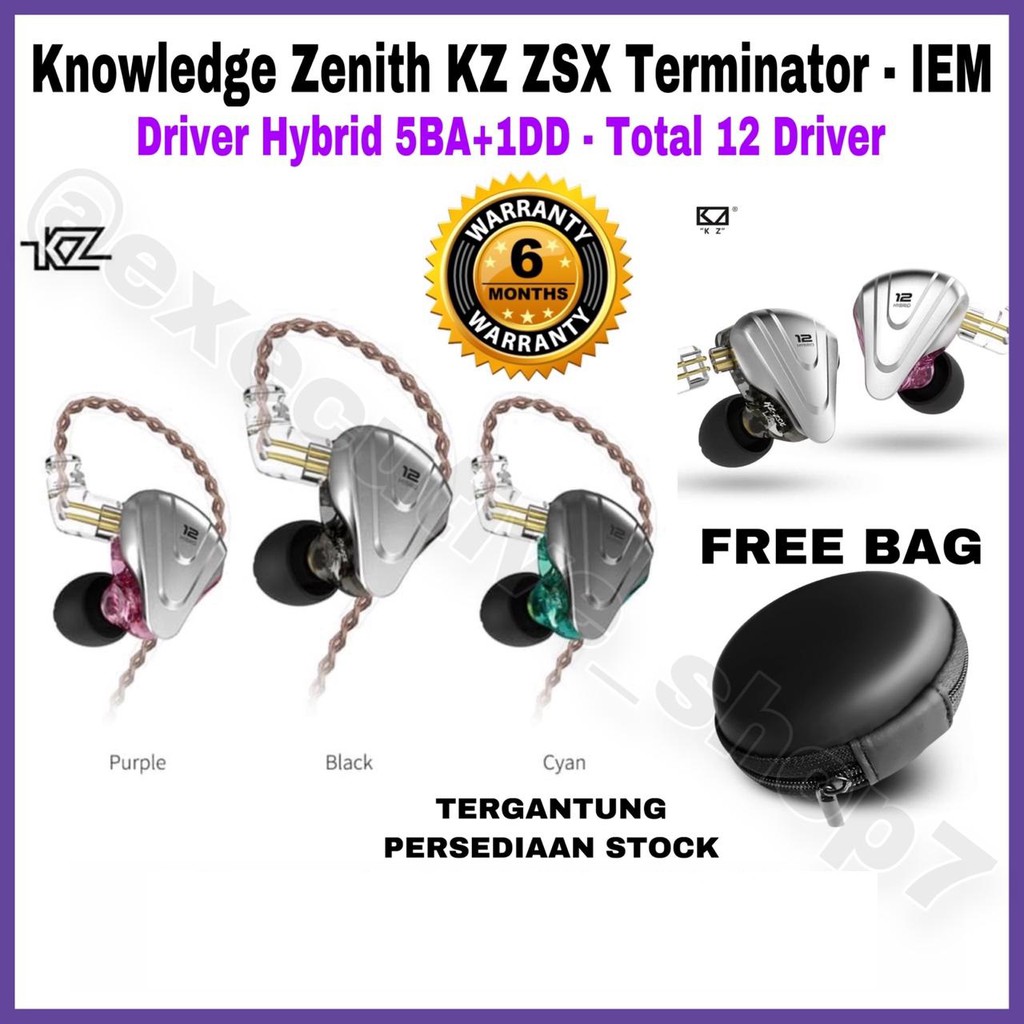 Earphone Knowledge Zenith KZ -ZSX Terminator Hybrid IEM 5BA + 1DD