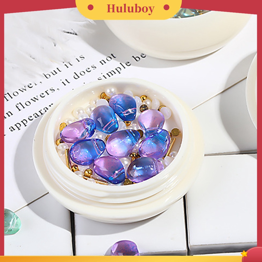 Huluboy Huluboy♡ 1 Kotak Batu Kristal Glitter Bahan Resin Untuk Manicure