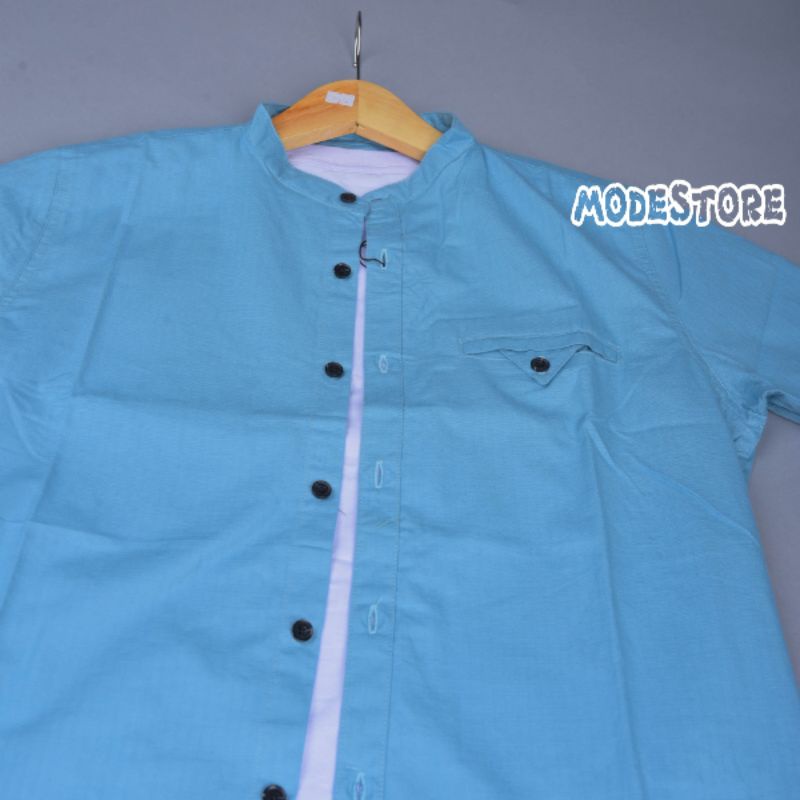 KEMKO, Kemeja Pria Lengan Pendek Polos Kerah Sanghai, Kemeja Koko Pendek Polos Premium, Kemeja Kerah