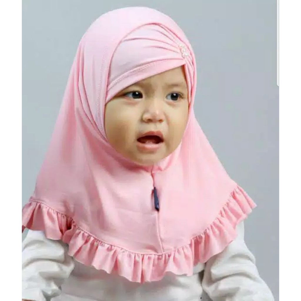 Hanaroo Hijab Jilbab Bayi, Anak (0-5 Tahun) &amp; Dewasa Kerut Bahan Jersey BA-03